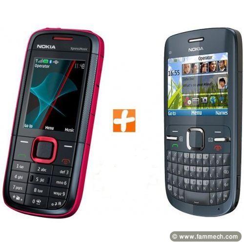  NOKIA 5130 + NOKIA C3 tou neufs avec garantie et 