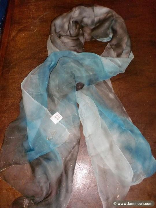 foulard  soie motif fait main