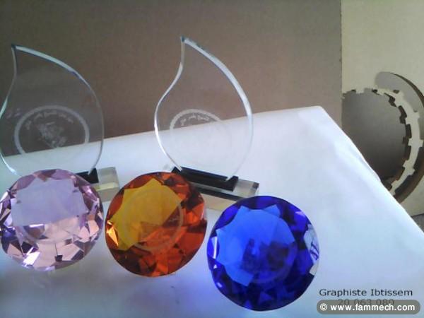 Trophée en cristal (cadeaux fin d'année haute gamme)