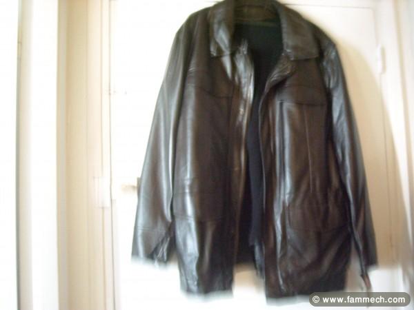blouson semi-cuir marron taille 52