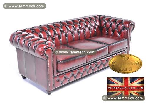 Canapé Original Chesterfield antique rouge 3 place
