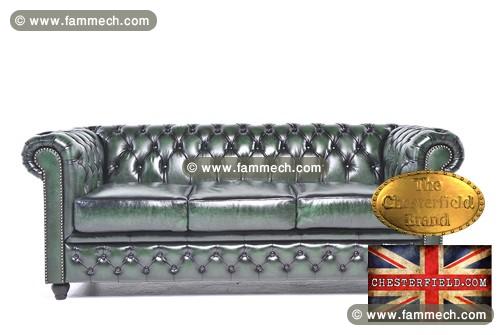 Chesterfield Original Canapé Antique vert 2 places