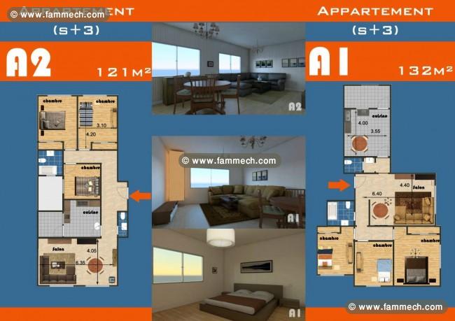 6 appartements s+3 de 121 et 132 m² a vendre 