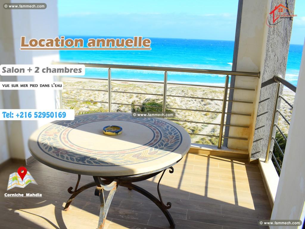 à louer appartement s+2 luxueux vue sur mer à l’an