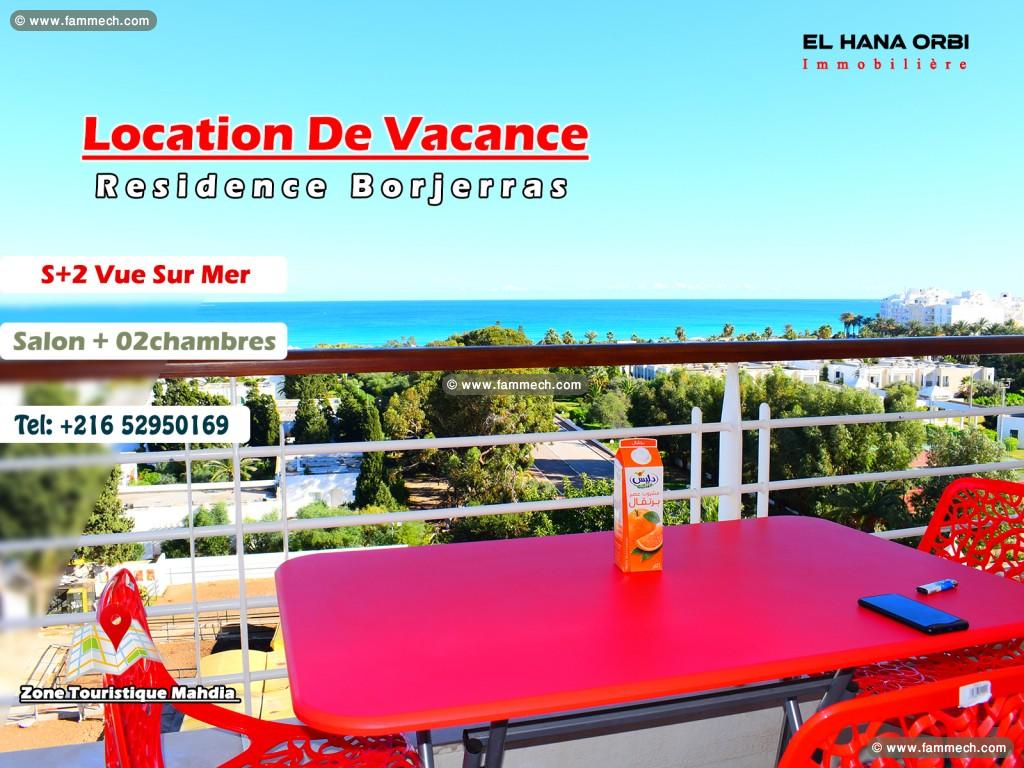 a louer appartement s+2 rz borjerras vue sur mer