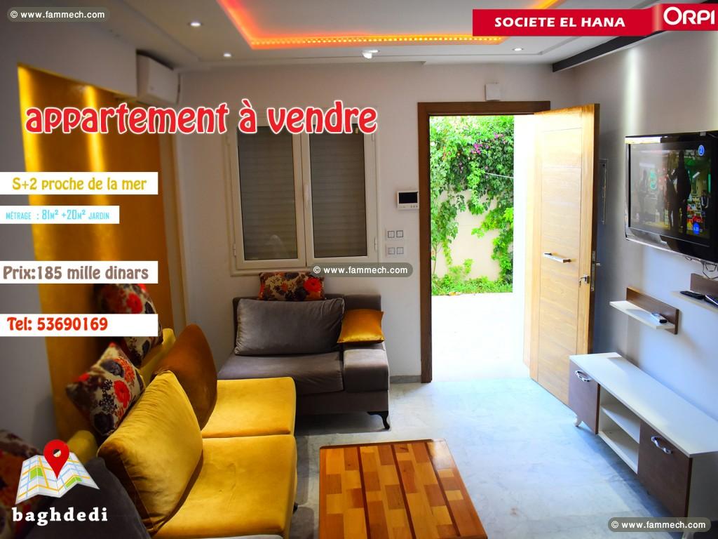 à vendre Appartement s+2 De Charme ÀPlage Baghdedi