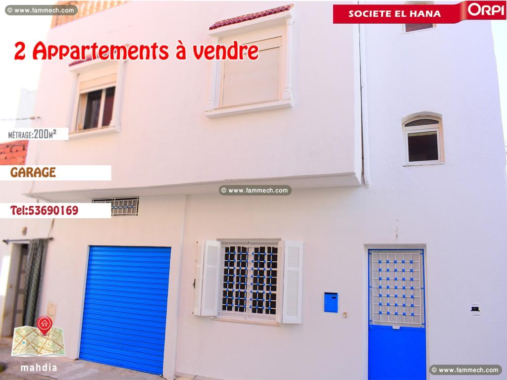 à vendre deux appartements avec garage à ezzahra 