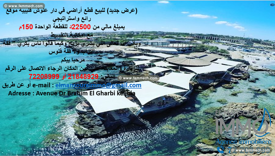à vendre terrain à plage dar allouche kélibia
