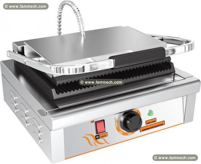 Appareil à panini électrique simple rainurée/lisse