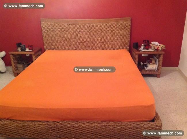 chambre à coucher en rotin et bois