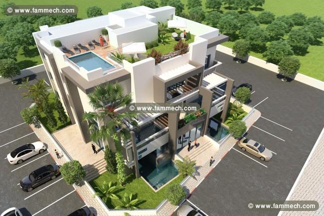 duplex tres haut standing piscine jardin