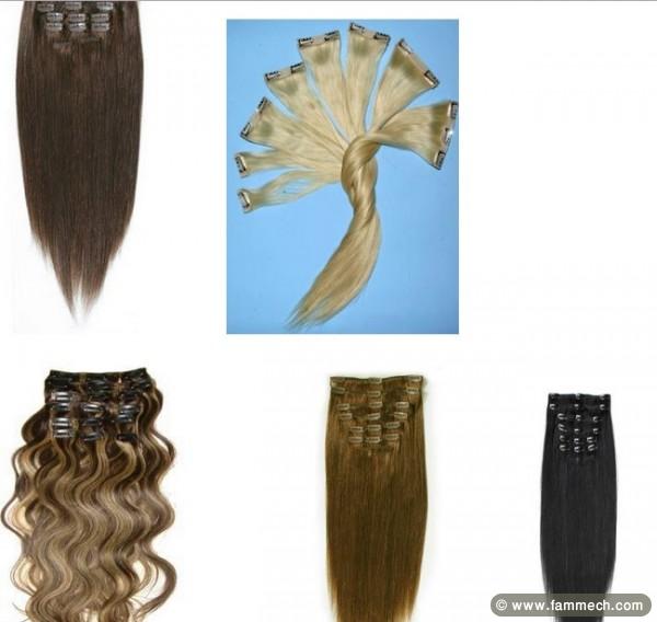 Extention de cheveux a clips: human hair