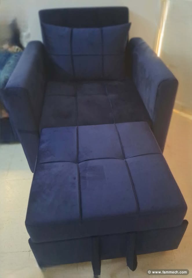 fauteuil lit bleu foncé