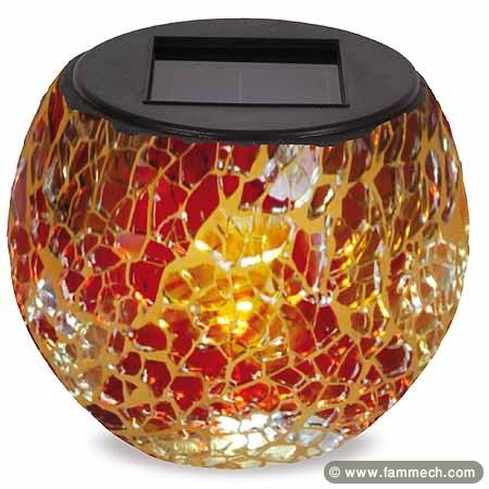 Lanterne solaire de table en verre mosaïque