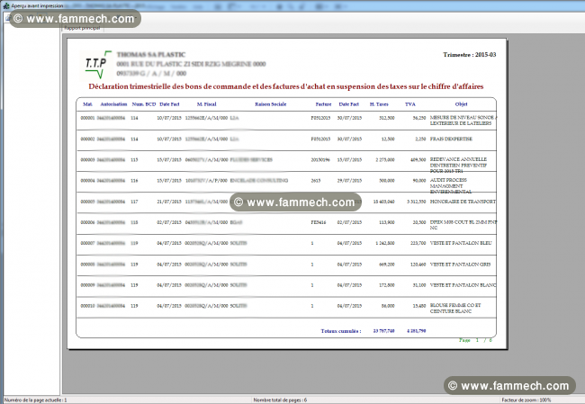 Logiciel de déclaration des bons de commande d'ach