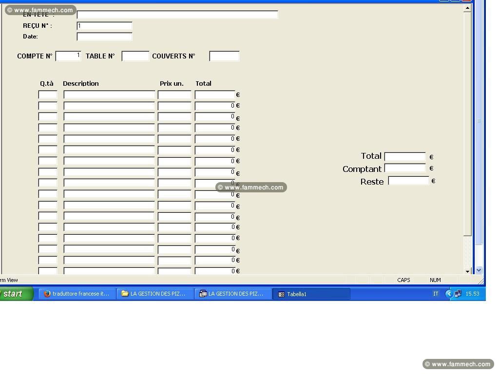 LOGICIEL DE GESTION LA PIZZERIA ET LE RESTAURANT  