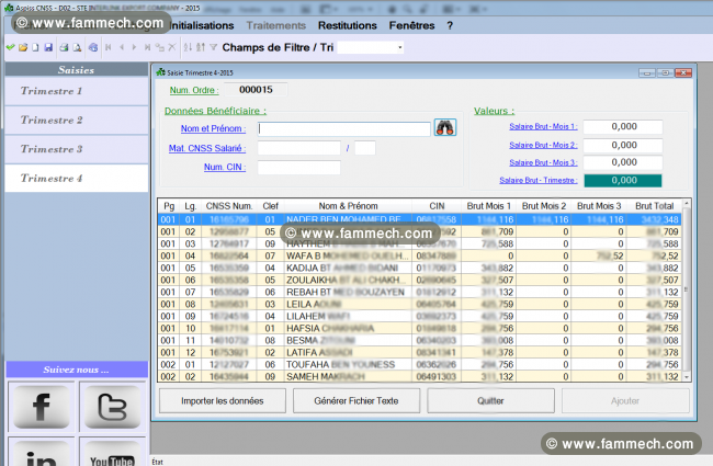 Logiciel déclaration CNSS sur CD