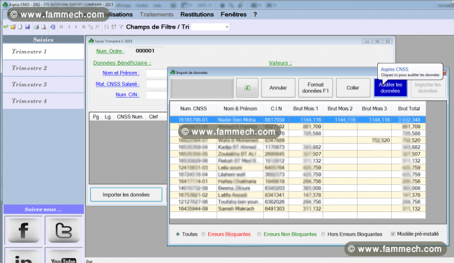 Logiciel déclaration CNSS sur CD