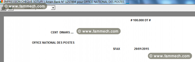 Logiciel d’impression des traites et des chèques 