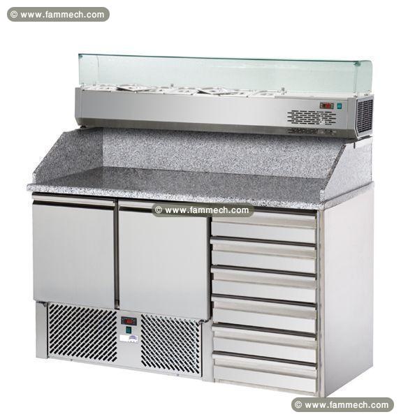 Meuble à pizza 2 portes avec tiroirs prof.700 mm