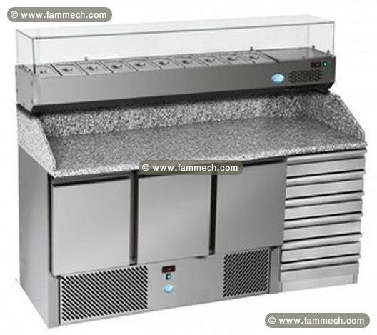 Meuble à pizza 3 portes avec tiroirs prof.700 mm