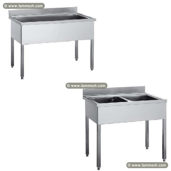 Plonge inox sans égouttoir hauteur 850 mm