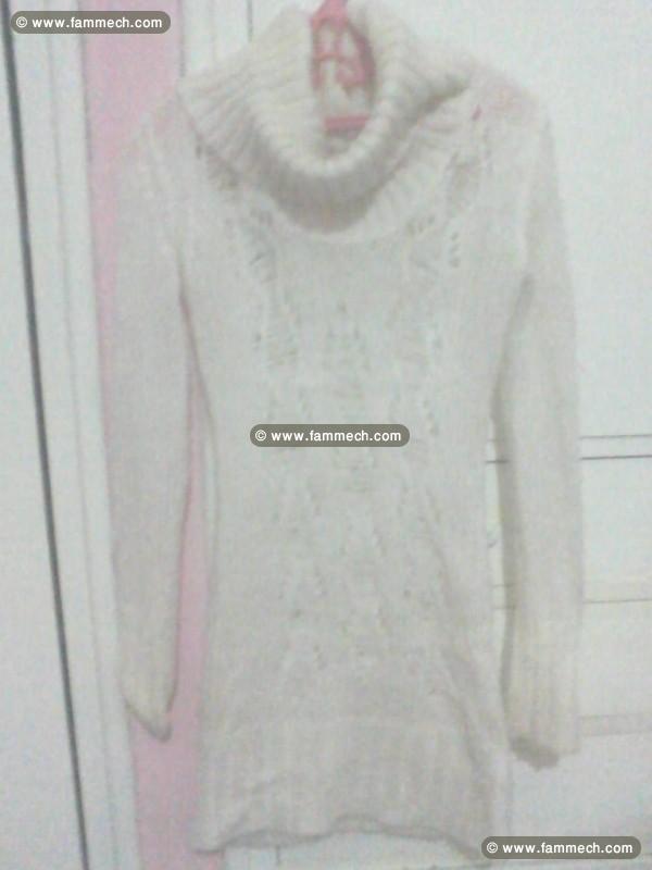 Pull robe blanc