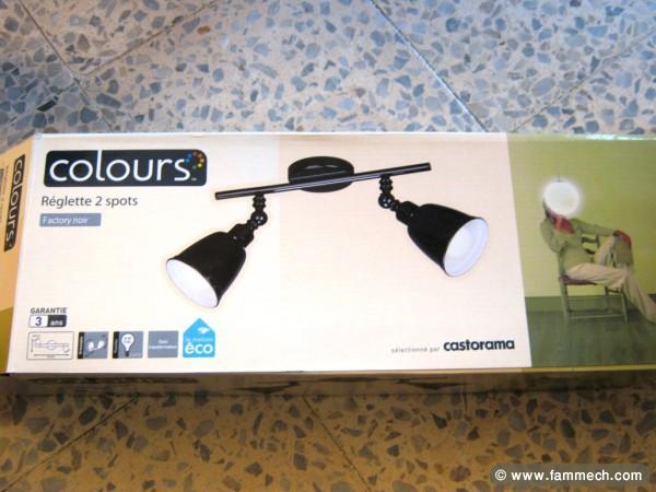 Réglette 2 Spots orientables noirs en métal 