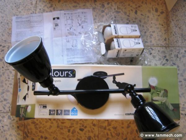 Réglette 2 Spots orientables noirs en métal