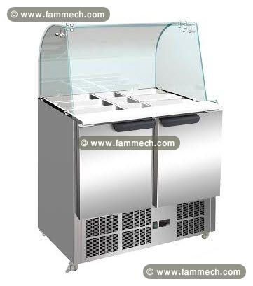 Saladette refrigérée 2 portes avec vitrine