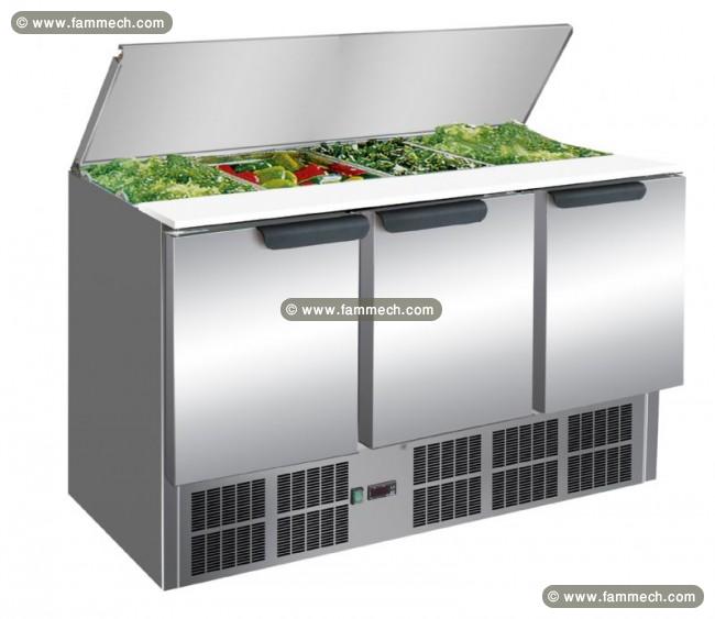 Saladette réfrigérée 3 portes à capot