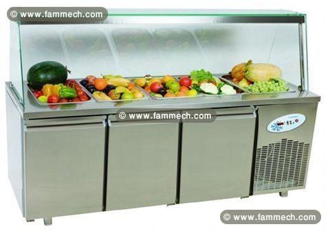 Saladette réfrigérée 3 portes avec vitrine