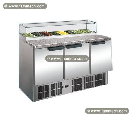 Saladette réfrigérée vitrée 3 portes