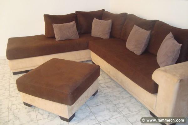 Salon de coin + pouf