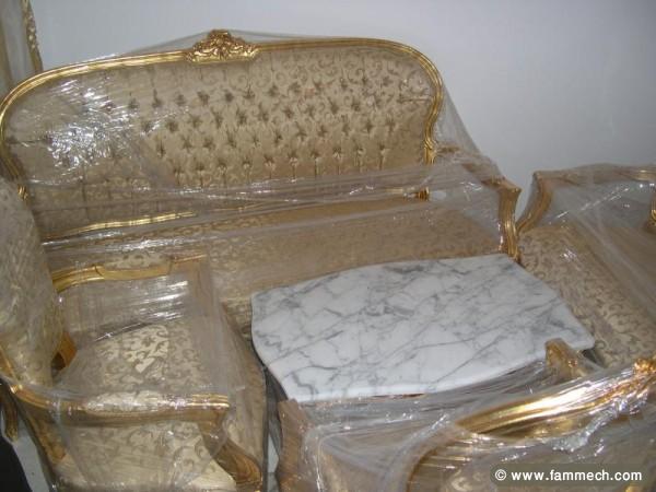 salon louis 15 couleur beige 7 places