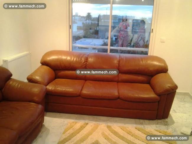 SALON SIMILI CUIR MARRON