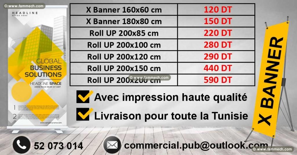 support en x et roller banner