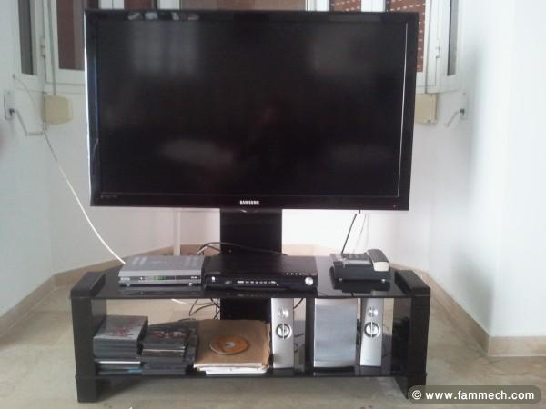 TABLE TELE NOIRE POUR ECRAN PLAT