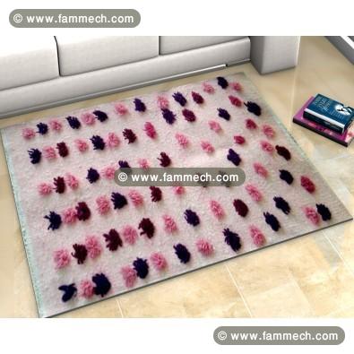 TAPIS KILIM POMPON ROSÉ