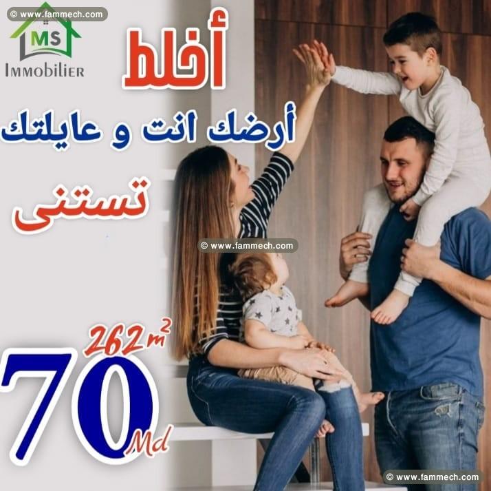 Terrain de 262 m² à vendre à 70 MD à Hammamet Sud 
