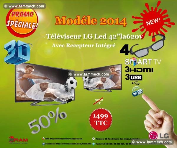 TV LG 42*LED+SMART+3D+4 LUNETTE 3 USB+3 HDMI 1499 
