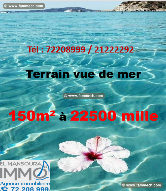 un terrain vue de mer à plage dar allouche