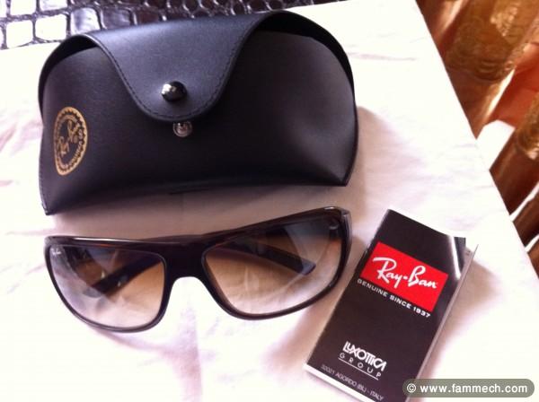 une lunette rayban marron
