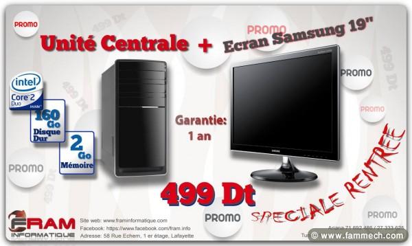 Unité Centrale core 2 duo + ecran samsung 19 pouce