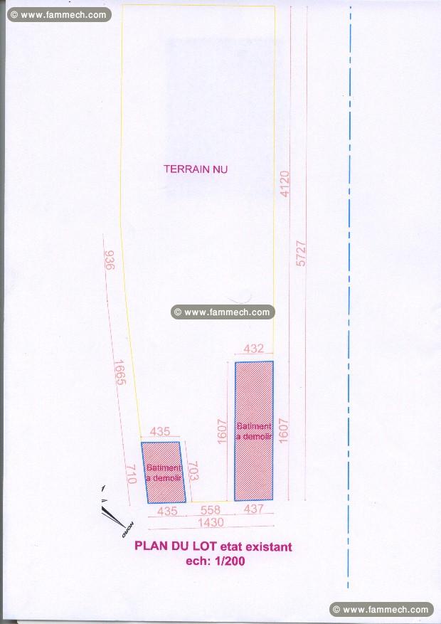 vend terrain 800 m² aut de bâtir
