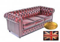 Canapé Original Chesterfield antique rouge 3 place