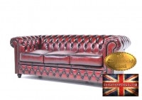 Canapé Original Chesterfield antique rouge 3 place