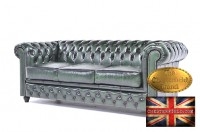 Chesterfield Original Canapé Antique vert 2 places