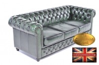 Chesterfield Original Canapé Antique vert 2 places