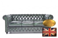 Chesterfield Original Canapé Antique vert 2 places